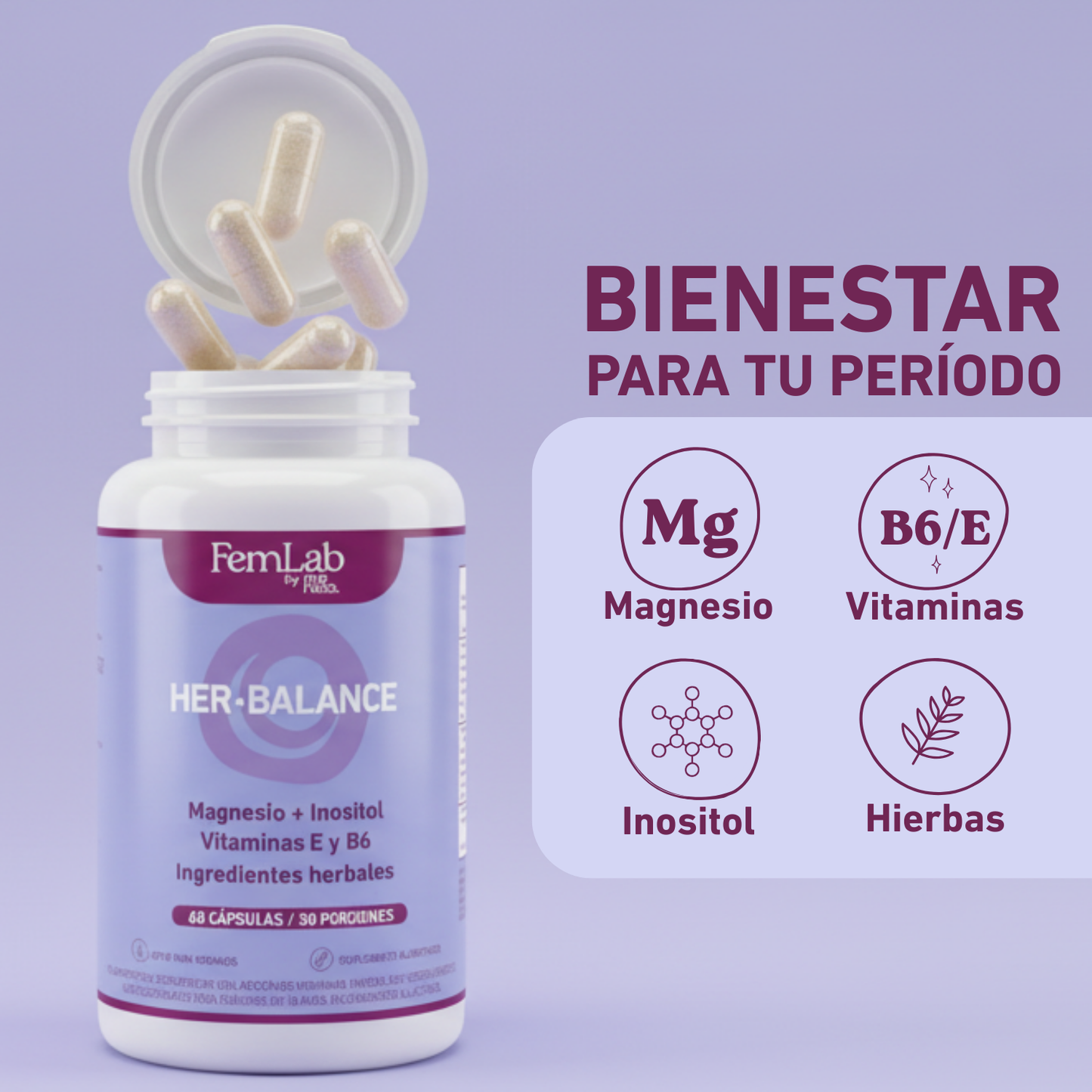 Pack Esencial: Toallas higiénicas Regulares + Nocturnas + Suplemento Her-Balance