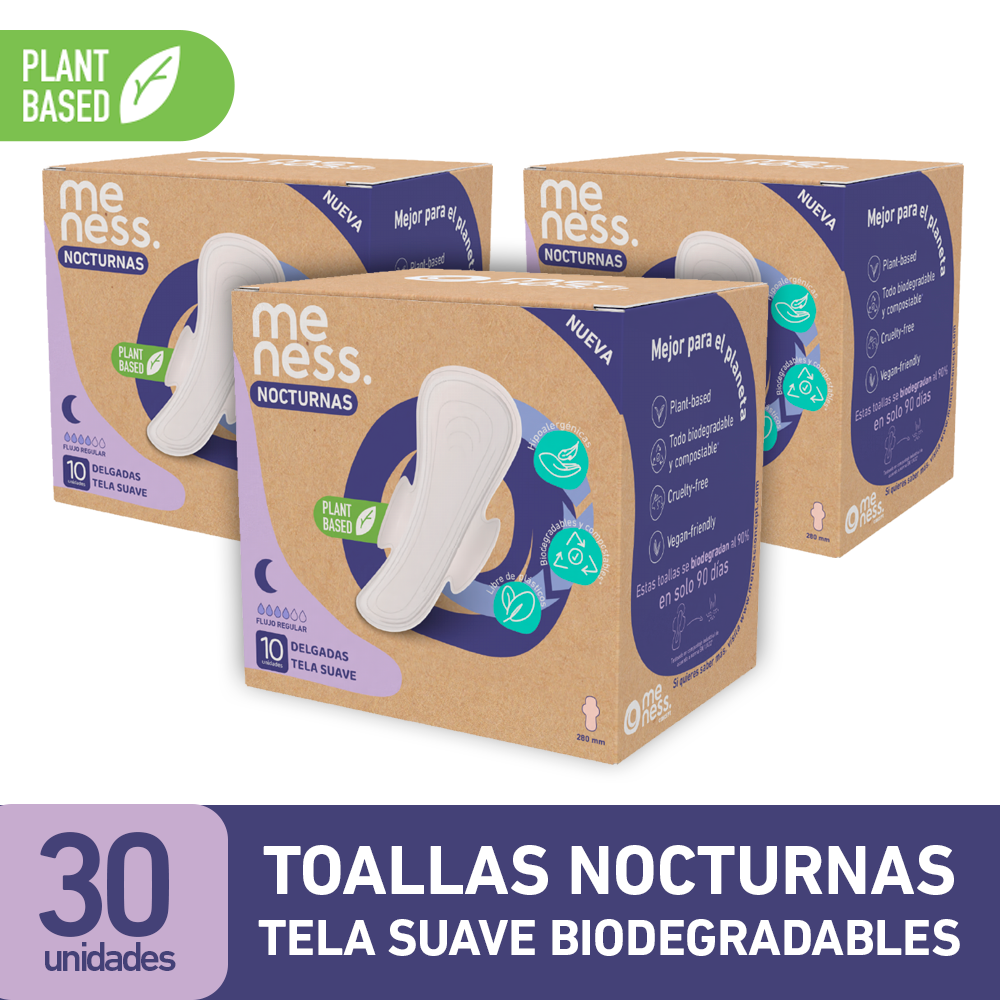 Pack 3 Toallas Nocturnas Tela Suave Biodegradable 10u