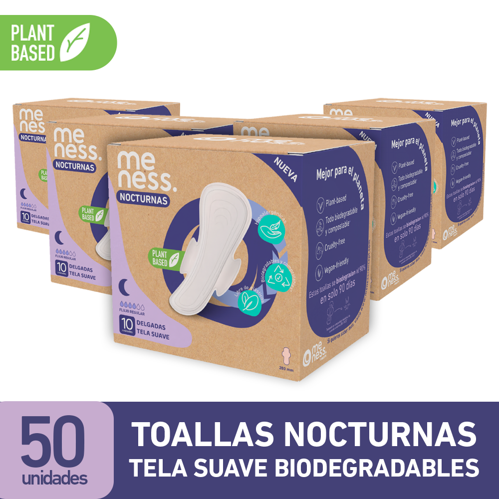 Pack 5 Toallas Nocturnas Tela Suave Biodegradable 10u