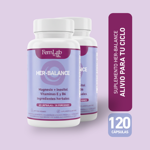 Pack 2 Suplemento Her-balance total 120 cápsulas para 4 ciclos