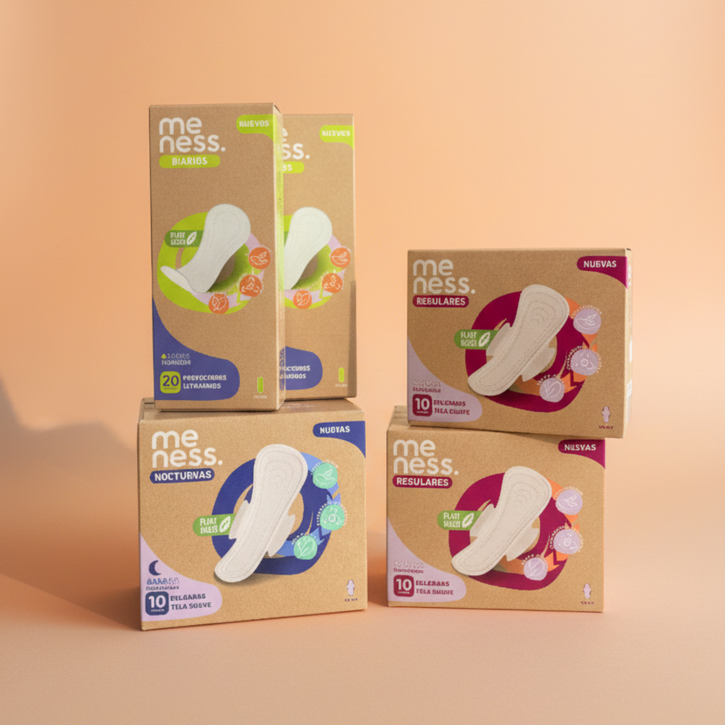 Pack Clásico: 2 Cajas Toallas Regulares + 1 Nocturnas + 2 Protectores