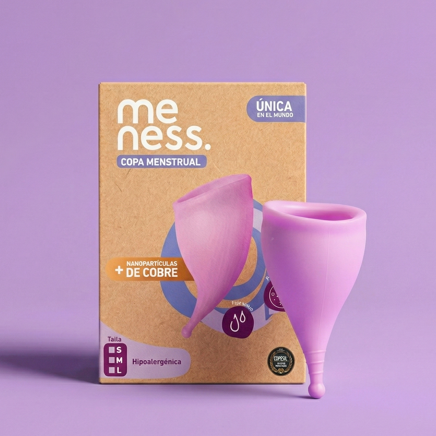 Copa Menstrual Meness con Nanopartículas de Cobre