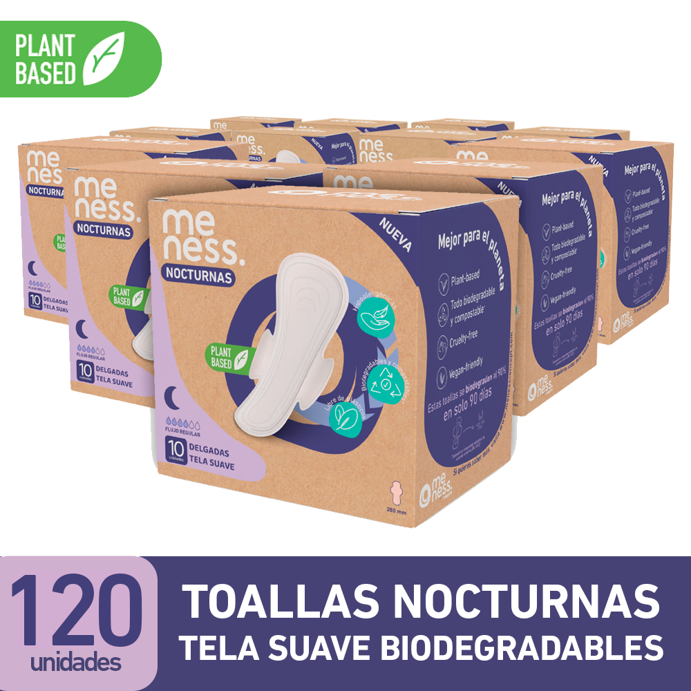 NUEVO Pack 12 Toallas Nocturnas Tela Suave Biodegradable 10u