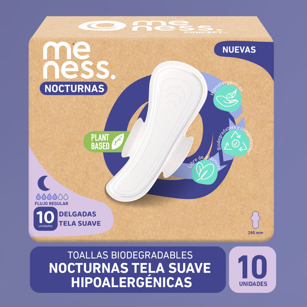 Toalla Nocturna Tela Suave Biodegradable 10u