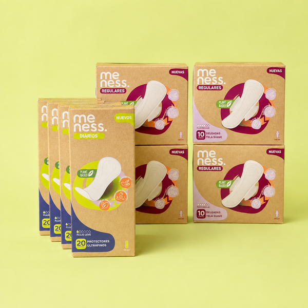 Pack Indispensables: 4 Cajas Toallas Regulares + 4 Protectores Diarios
