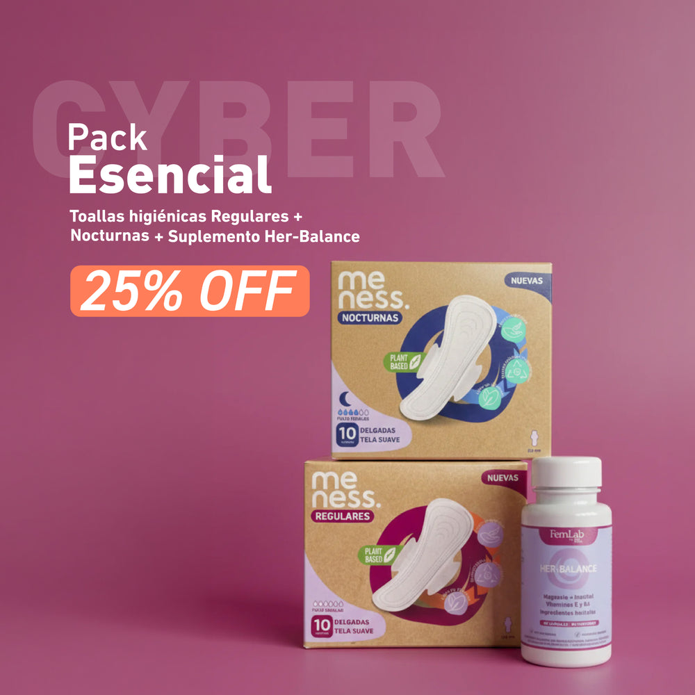 Pack Esencial: Toallas higiénicas Regulares + Nocturnas + Suplemento Her-Balance