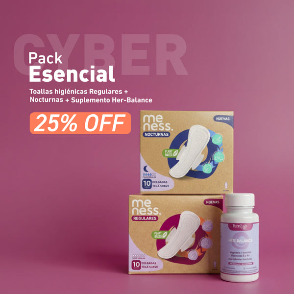 Pack Esencial: Toallas higiénicas Regulares + Nocturnas + Suplemento Her-Balance