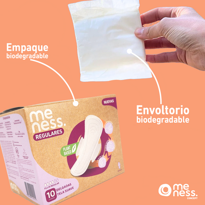 Mensual: Toalla Regular Tela Suave Biodegradable 10u