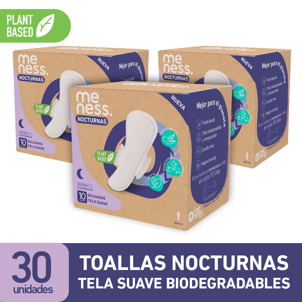 Pack 3 Cajas 10 unidades Toallas Nocturnas Tela Suave Biodegradable