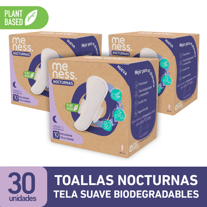 Pack 3 Cajas 10 unidades Toallas Nocturnas Tela Suave Biodegradable