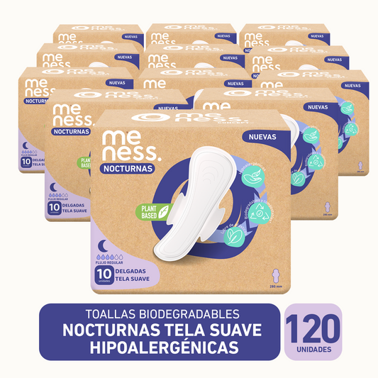 Pack 12 Toallas Nocturnas Tela Suave Biodegradable 10u