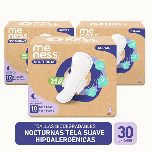 Pack 3 Toallas Nocturnas Tela Suave Biodegradable 10u