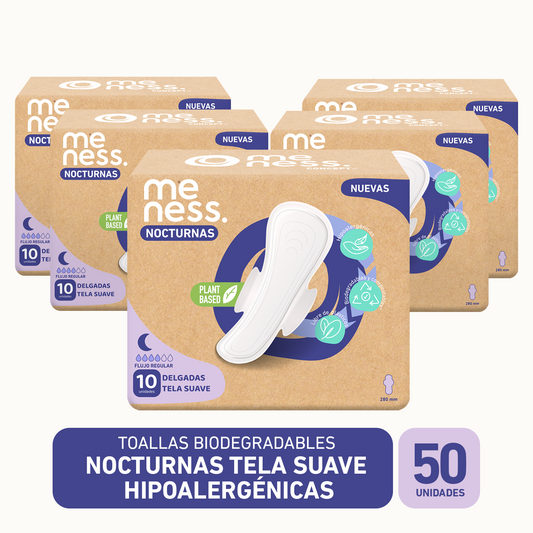 Pack 5 Toallas Nocturnas Tela Suave Biodegradable 10u