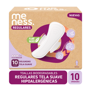 Toalla Regular Tela Suave Biodegradable 10u