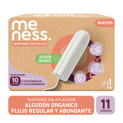 Mensual: Tampones Digitales Algodón Orgánico 10u + 1u regalo