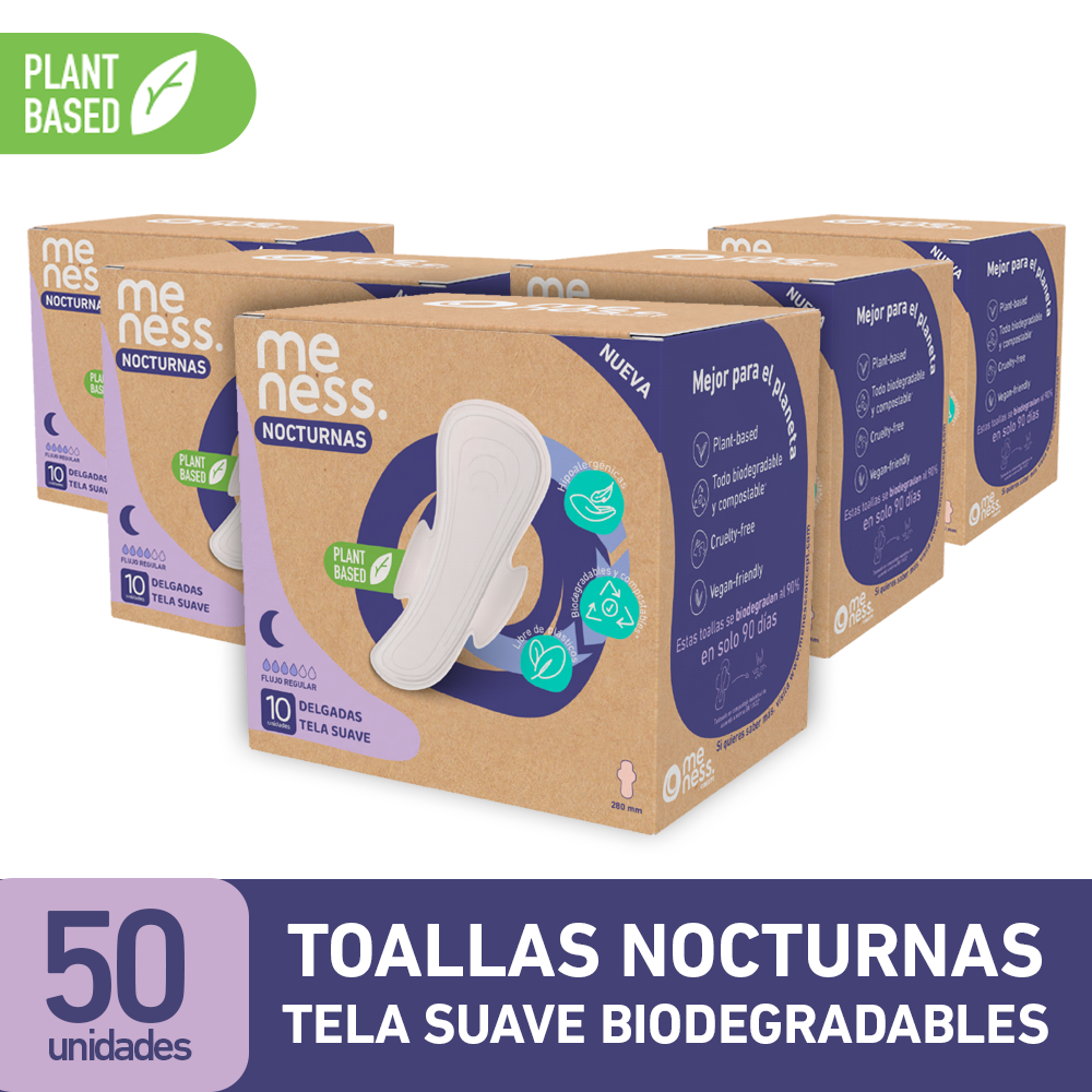 Pack 5 Cajas 10 unidades Toallas Nocturnas Tela Suave Biodegradable